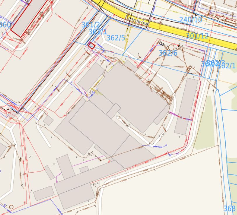 Mapa uzbrojenia terenu – wycinek powiatowej e-mapy